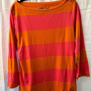 Tory Burch bright orange and pink pima cotton long sleeve tee XL